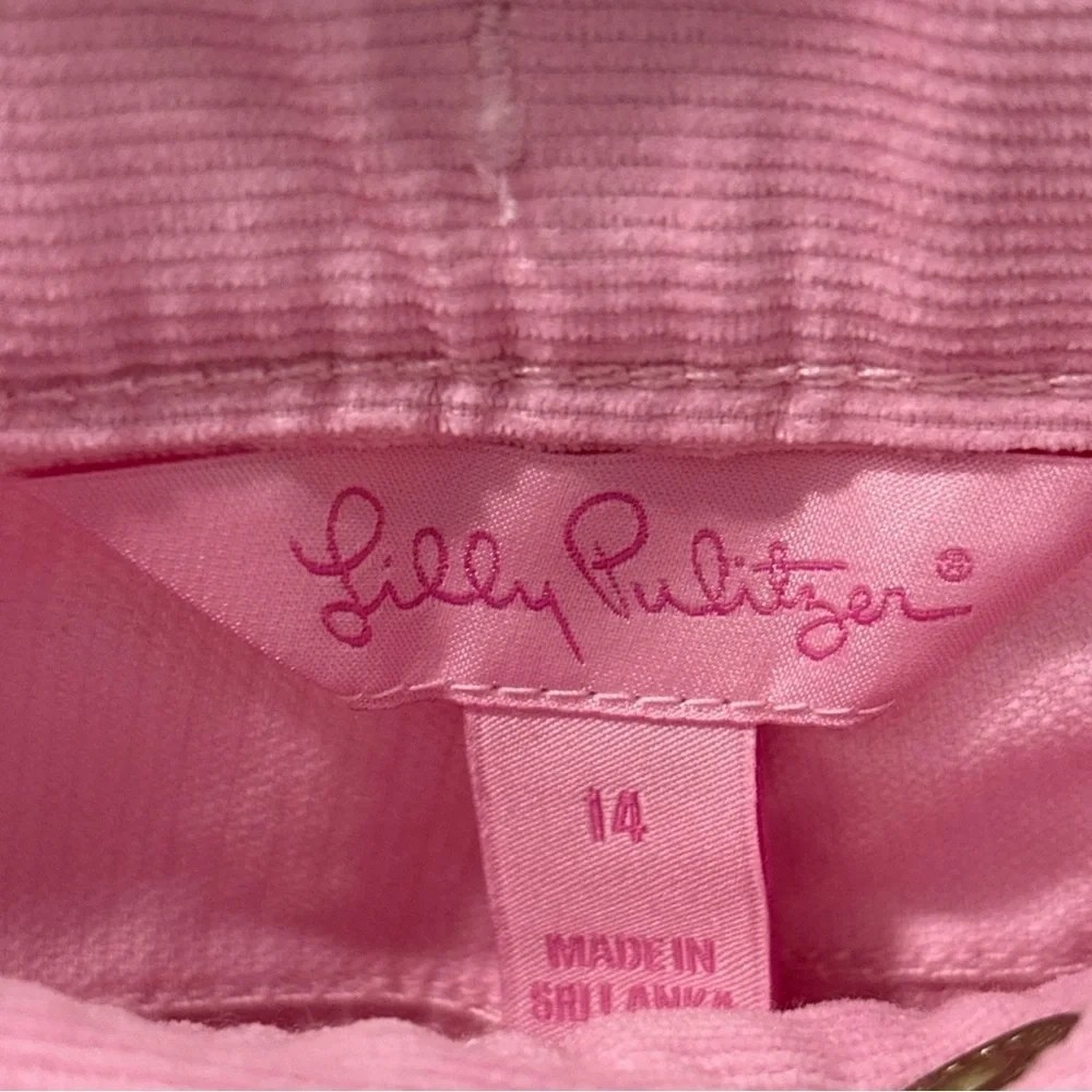 Lilly Pulitzer Boot Cut Corduroy Pants Girls Size 14 Light Pink 100% Cotton EUC